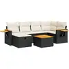 Image de vidaXL Ensemble de salon de jardin 7 pièces avec coussins noir poly rotin
