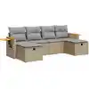 Image de vidaXL Ensemble de salon de jardin 6 pièces avec coussins Beige Poly Rattan