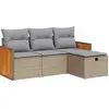 Image de vidaXL Ensemble de salon de jardin 4 pièces avec coussins Beige Poly Rattan