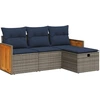Image de vidaXL Ensemble de salon de jardin 4 pièces avec coussins Gris Poly rotin