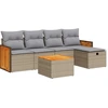 Image de vidaXL Ensemble de salon de jardin 6 pièces avec coussins Beige Poly Rattan