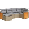 Image de vidaXL Ensemble de salon de jardin 6 pièces avec coussins Beige Poly Rattan