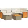 Image de vidaXL Ensemble de salon de jardin 7 pièces avec coussins Beige Poly Rattan