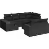 Image de vidaXL Ensemble de salon de jardin 11 pièces avec coussins noir poly rotin