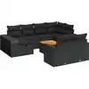 Image de vidaXL Ensemble de salon de jardin 11 pièces avec coussins noir poly rotin