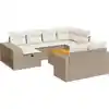 Image de vidaXL Ensemble de salon de jardin 11 pièces avec coussins Beige Poly Rattan