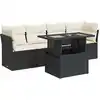 Image de vidaXL Ensemble de salon de jardin 5 pièces avec coussins noir poly rotin