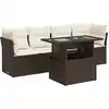 Image de vidaXL Ensemble de salon de jardin 5 pièces avec coussins Marron Poly Rattan