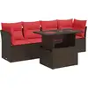 Image de vidaXL Ensemble de salon de jardin 5 pièces avec coussins Marron Poly rotin Acacia