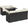 Image de vidaXL Ensemble de salon de jardin 6 pièces avec coussins noir poly rotin