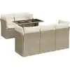 Image de vidaXL Ensemble de salon de jardin 6 pièces avec coussins Beige Poly Rattan