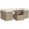 Image de vidaXL Ensemble de salon de jardin 7 pièces avec coussins Beige Poly Rattan