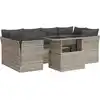 Image de vidaXL Ensemble de salon de jardin 7 pièces avec coussins gris clair Poly rotin