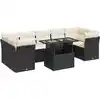 Image de vidaXL Ensemble de jardin canapé 8 pièces avec coussins noir poly rotin