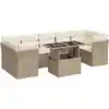 Image de vidaXL Ensemble de jardin canapé 8 pièces avec coussins Beige Poly Rattan