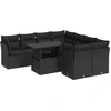 Image de vidaXL Ensemble de salon de jardin 9 pièces avec coussins noir poly rotin