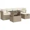 Image de vidaXL Ensemble de salon de jardin 6 pièces avec coussins Beige Poly Rattan