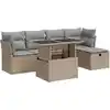 Image de vidaXL Ensemble de salon de jardin 6 pièces avec coussins Beige Poly Rattan