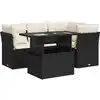 Image de vidaXL Ensemble de salon de jardin 5 pièces avec coussins noir poly rotin