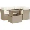 Image de vidaXL Ensemble de salon de jardin 5 pièces avec coussins Beige Poly Rattan