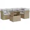 Image de vidaXL Ensemble de salon de jardin 6 pièces avec coussins Beige Poly Rattan