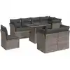 Image de vidaXL Ensemble de salon de jardin 9 pièces avec coussins Gris Poly rotin