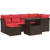 Image de vidaXL Ensemble de salon de jardin 7 pièces avec coussins Marron Poly rotin Acacia