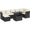 Image de vidaXL Ensemble de jardin canapé 8 pièces avec coussins noir poly rotin