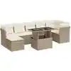 Image de vidaXL Ensemble de jardin canapé 8 pièces avec coussins Beige Poly Rattan