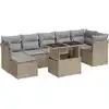 Image de vidaXL Ensemble de jardin canapé 8 pièces avec coussins Beige Poly Rattan