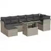Image de vidaXL Ensemble de jardin canapé 8 pièces avec coussins gris clair Poly rotin