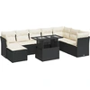Image de vidaXL Ensemble de salon de jardin 9 pièces avec coussins noir poly rotin