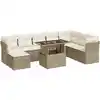 Image de vidaXL Ensemble de salon de jardin 9 pièces avec coussins beige Poly rotin