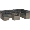 Image de vidaXL Ensemble de salon de jardin 9 pièces avec coussins Gris Poly rotin