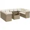 Image de vidaXL Ensemble de salon de jardin 10 pièces avec coussins Beige Poly Rattan