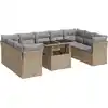 Image de vidaXL Ensemble de salon de jardin 10 pièces avec coussins Beige Poly Rattan