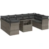 Image de vidaXL Ensemble de salon de jardin 10 pièces avec coussins Gris Poly Rattan