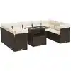 Image de vidaXL Ensemble de salon de jardin 10 pièces avec coussins Marron Poly Rattan