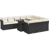 Image de vidaXL Ensemble de salon de jardin 11 pièces avec coussins noir poly rotin
