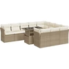 Image de vidaXL Ensemble de salon de jardin 11 pièces avec coussins Beige Poly Rattan