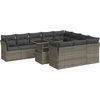 Image de vidaXL Ensemble de salon de jardin 11 pièces avec coussins Gris Poly rotin