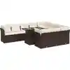 Image de vidaXL Ensemble de salon de jardin 11 pièces avec coussins Marron Poly rotin