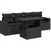 Image de vidaXL Ensemble de salon de jardin 5 pièces avec coussins noir poly rotin