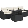 Image de vidaXL Ensemble de salon de jardin 5 pièces avec coussins noir poly rotin