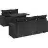 Image de vidaXL Ensemble de salon de jardin 6 pièces avec coussins noir poly rotin