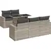 Image de vidaXL Ensemble de salon de jardin 6 pièces avec coussins gris clair Poly rotin