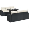 Image de vidaXL Ensemble de salon de jardin 7 pièces avec coussins noir poly rotin