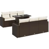Image de vidaXL Ensemble de salon de jardin 7 pièces avec coussins Marron Poly rotin