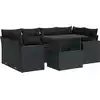 Image de vidaXL Ensemble de salon de jardin 7 pièces avec coussins noir poly rotin