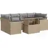 Image de vidaXL Ensemble de salon de jardin 7 pièces avec coussins Beige Poly Rattan